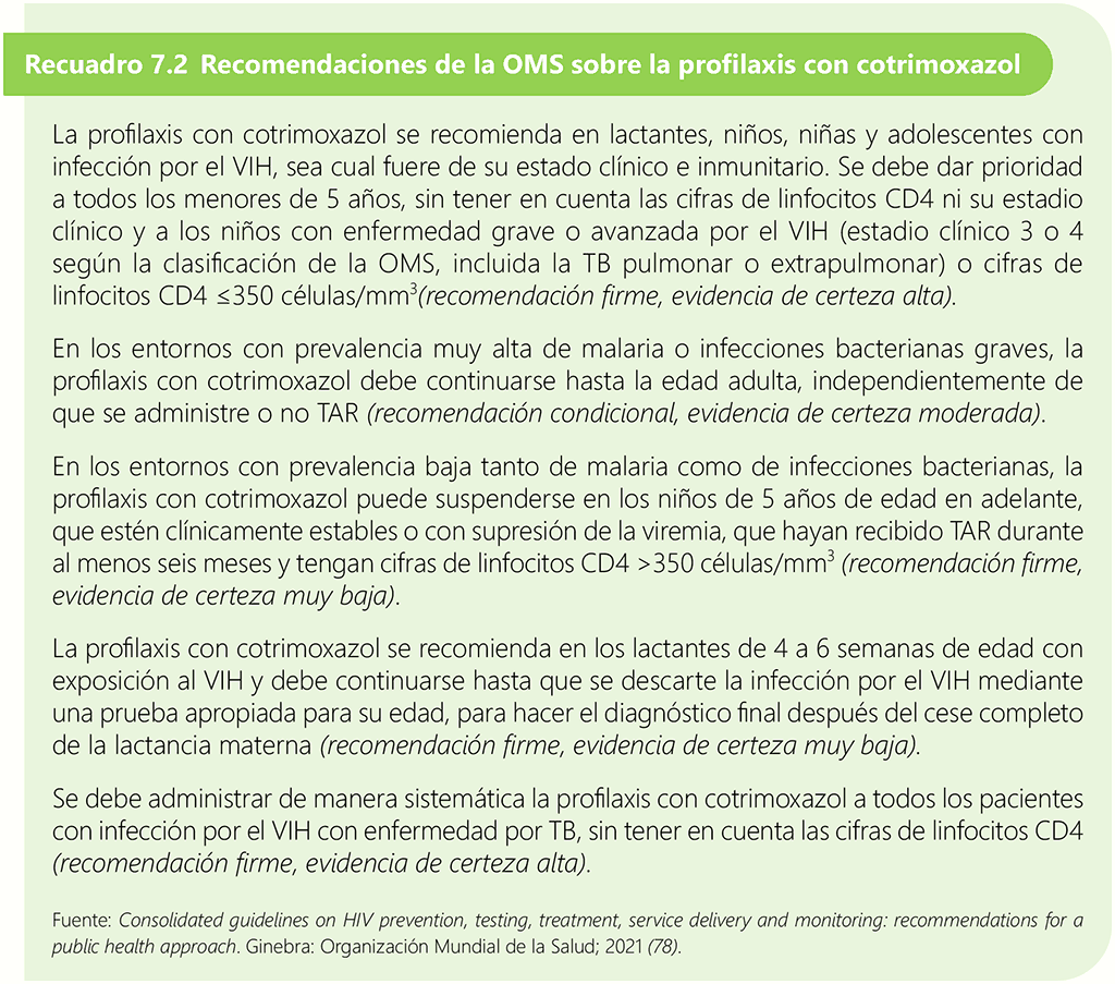 Box 7.2 WHO recommendations on co-trimoxazole prophylaxis