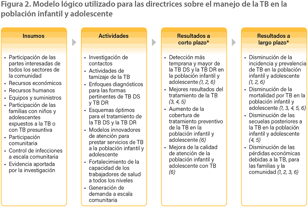 The logic model used for the guidelines on the management of TB