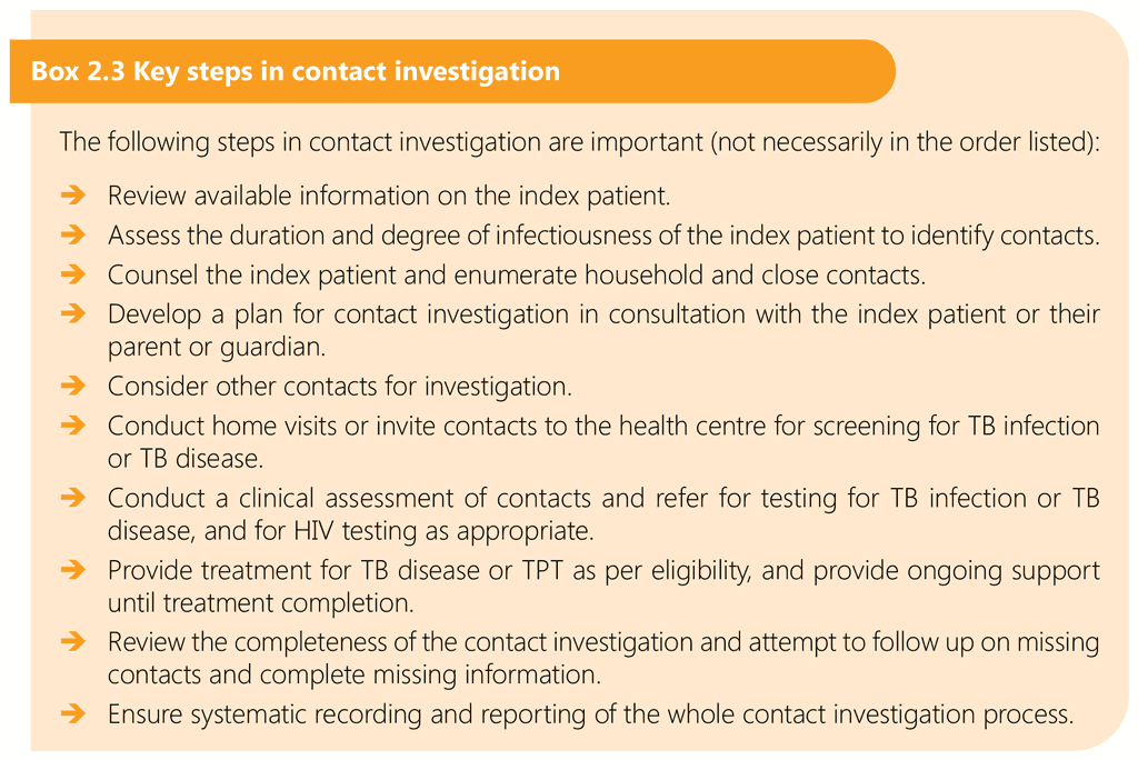 Box 2.3 Key steps in contact investigation