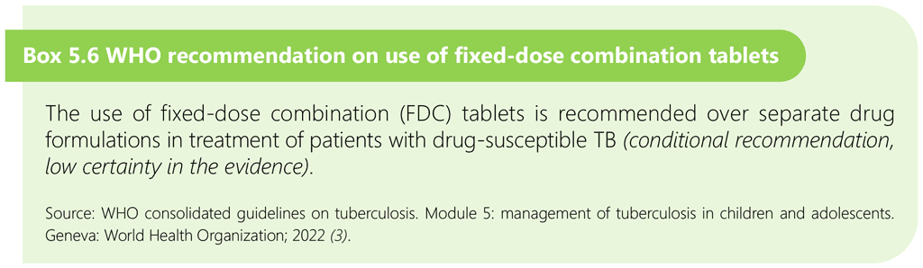 Box 5.6 WHO recommendation on use of fixed-dose combination tablets