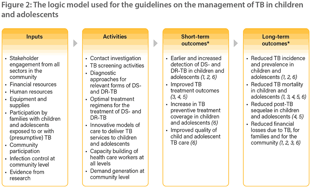 The logic model used for the guidelines on the management of TB