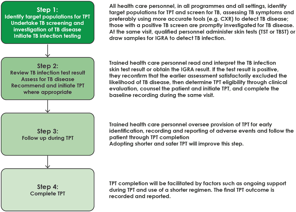 Fig. 4.1. Simplified four-step person-centred TB infection cascade of care