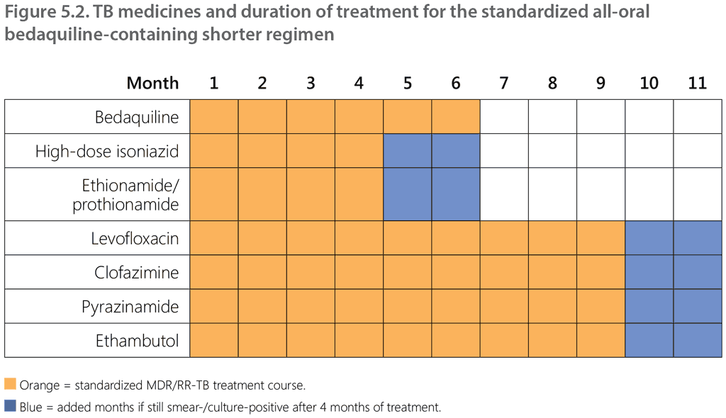 Figure 5.2. TB medicines and duration of treatment for the standardized all-oral bedaquiline-containing shorter regimen