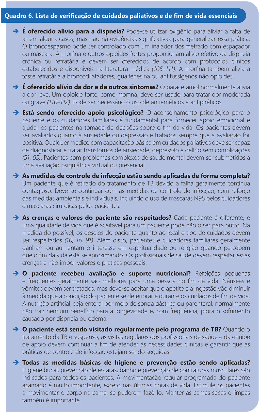 Box 6. Checklist of essential palliative and end-of-life care 